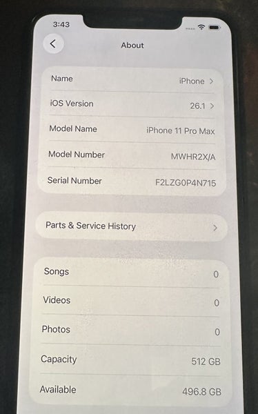 Apple Iphone 11 Pro Max (excellent condition) and 2 cases and some accessories64515701615745110