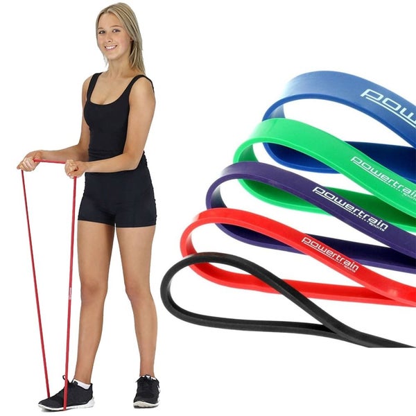 5x Powertrain Home Workout Resistance Bands Gym Exercise Carousel 1