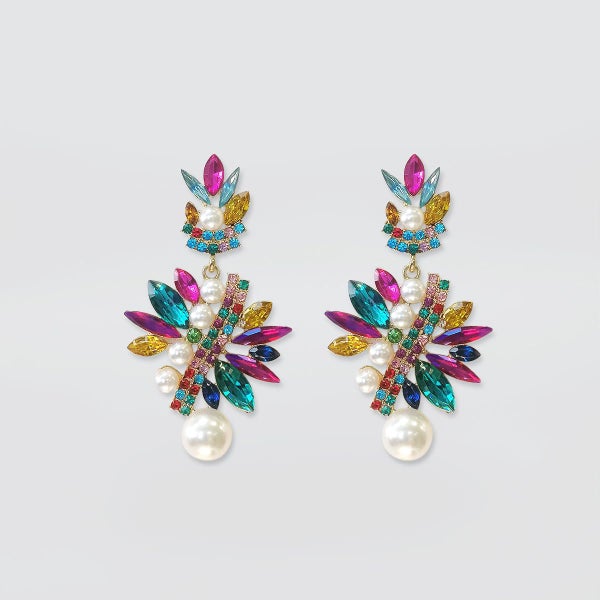 Bedazzel 'Diamante Band Multicoloured' Earrings Carousel 2