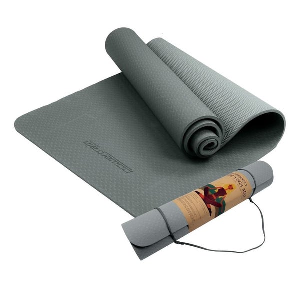 Powertrain Eco-friendly Tpe Yoga Pilates Exercise Mat 6mm - Light Grey Carousel 1
