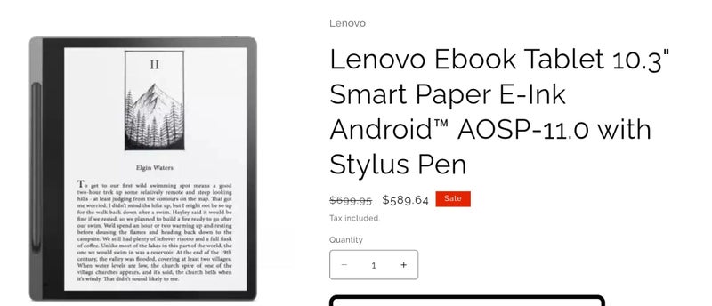 Lenovo Smart Paper 10.3" with stylus and cover Carousel 5