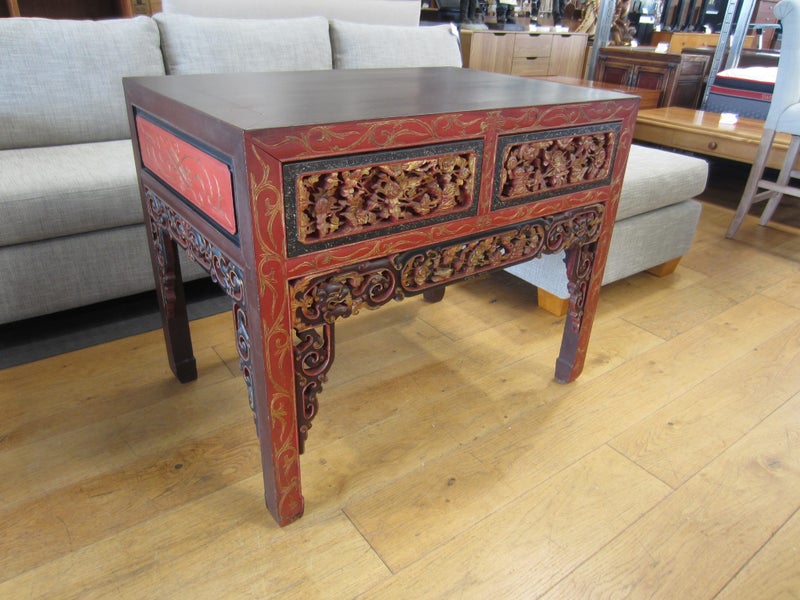 Antique Chinese Carved Wood Altar Table Carousel 1