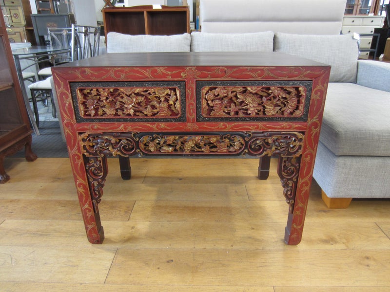 Antique Chinese Carved Wood Altar Table Carousel 2