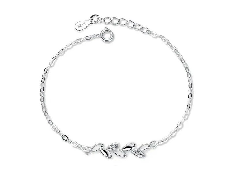 Silver Plated Leaf Bracelet | Zircon Stones | Adjustable 17-20cm | Gift Boxed Carousel 1