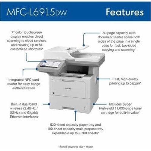 Brother MFCL6915DW 50ppm Mono Laser MFC Printer WiFi (MFCL6915DW) Carousel 7