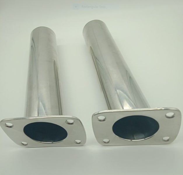 15 Degree Fishing Rod Holder x 2 Stainless Steel Flush Mount Polished narrow top Carousel 1