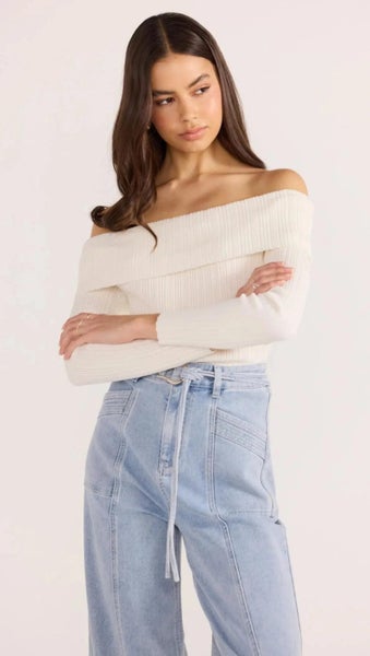 Minkpink Zoe Off-Shoulder Knit Top – Off-White – Size L – BNWT64523464033281110