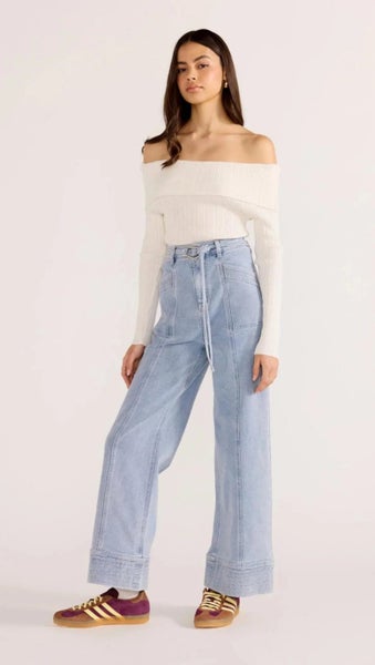 Minkpink Zoe Off-Shoulder Knit Top – Off-White – Size L – BNWT64523464033281111