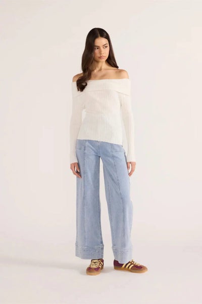 Minkpink Zoe Off-Shoulder Knit Top – Off-White – Size L – BNWT64523464033281113