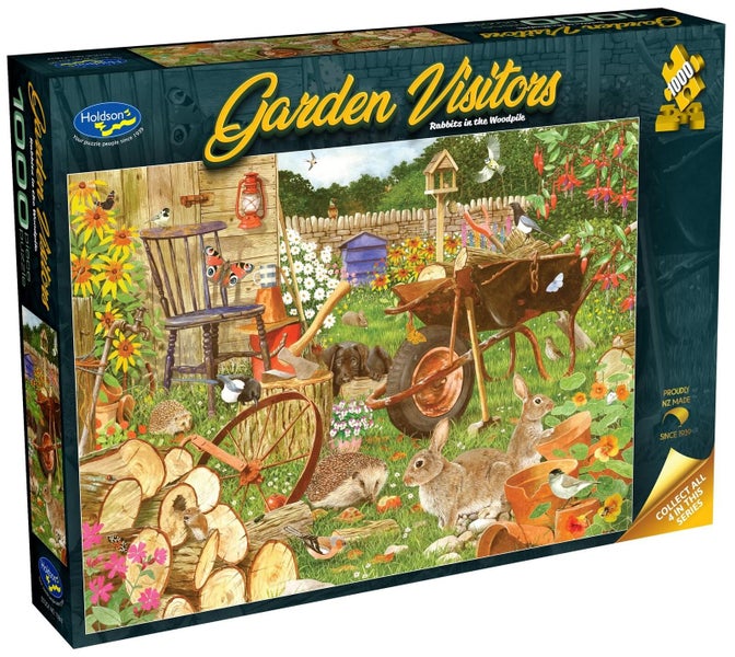 Garden Visitors: Rabbits in the Woodpile - Puzzle (1000pc Jigsaw) Carousel 1