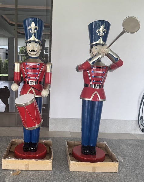 6FT Christmas Toy Soldier - One playing drums and one plating trumpet Carousel 1