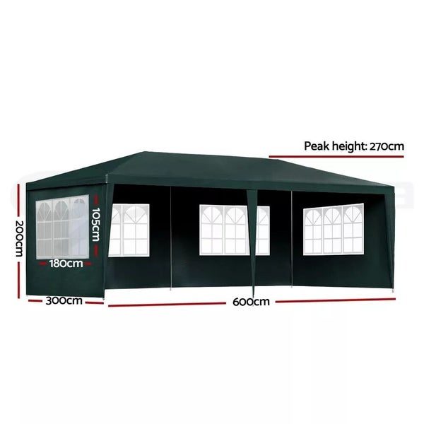 Instahut Gazebo Marquee 3x6 Wedding Party Tent Outdoor Camping Side Wall Green Carousel 8