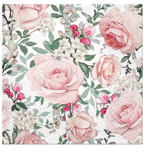Paw Lunch Napkins 33cm Pack Of 20 | 3 Ply | Gorgeous Roses Carousel 1