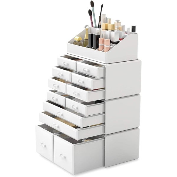 Makeup Cosmetic Organizer Storage with 12 Drawers Display Boxes White Carousel 2