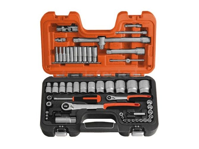 Bahco 56 Piece 1/4" & 1/2" Drive Socket Set Carousel 1