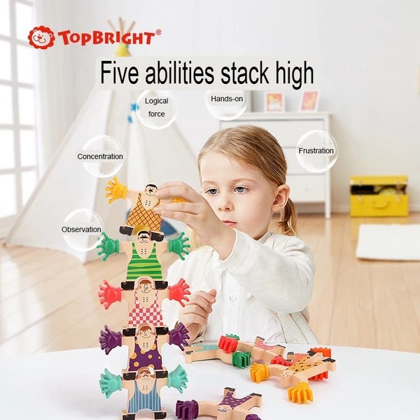 Fingertip Hercules Stack Game Wooden Balance Building Blocks Board Games Carousel 1