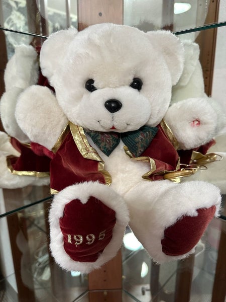 1995 Vintage Farmers Santa Bear with Pocket Watch and Bow Tie and Santa Hat Carousel 1