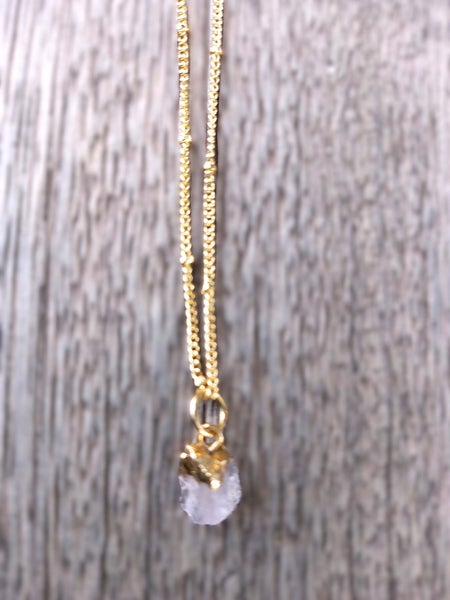 Birthstone Necklace, Gemstone Necklace, October Rose Quartz Birthstone Necklace Carousel 1