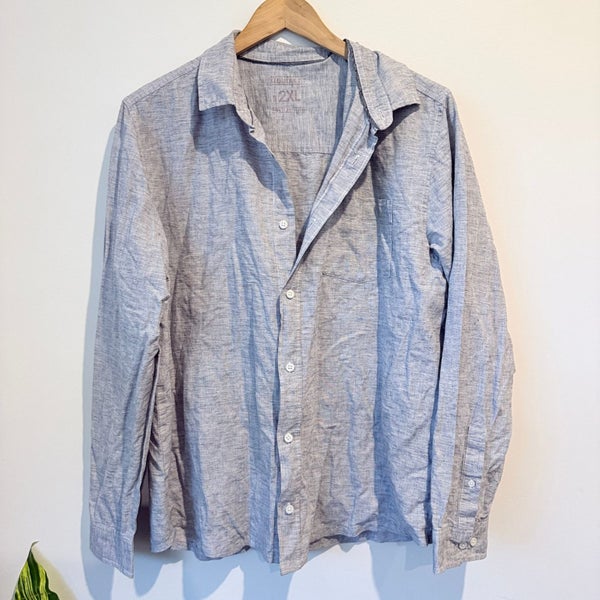 Light Grey Chambray Linen Shirt Size 2XL Carousel 1