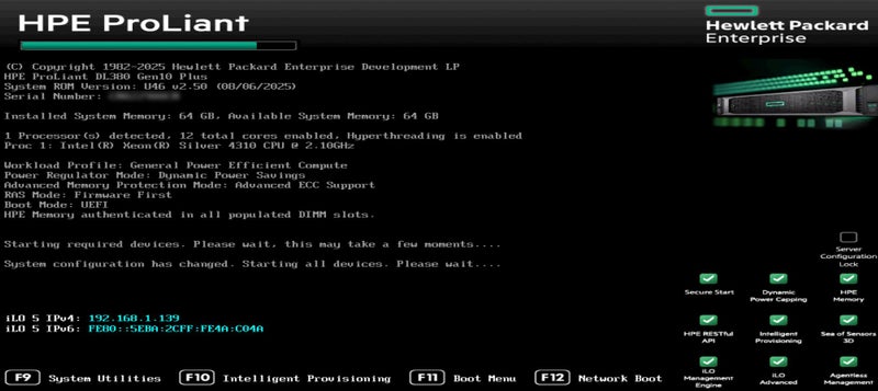 HPE DL380 Gen10 plus server12Core 64GB RAM 128GB NVME MR416 CTRL Rail kit64527536868610110