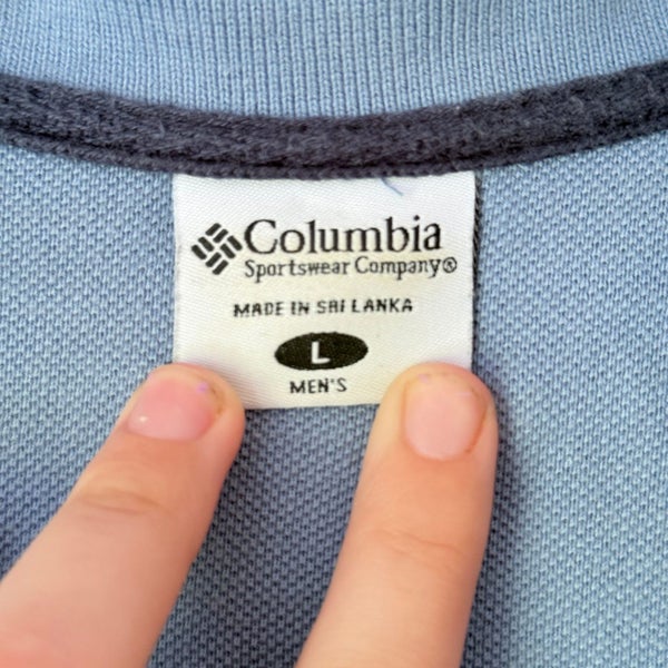 Columbia Size L Light Blue Textured Polo Shirt Carousel 2