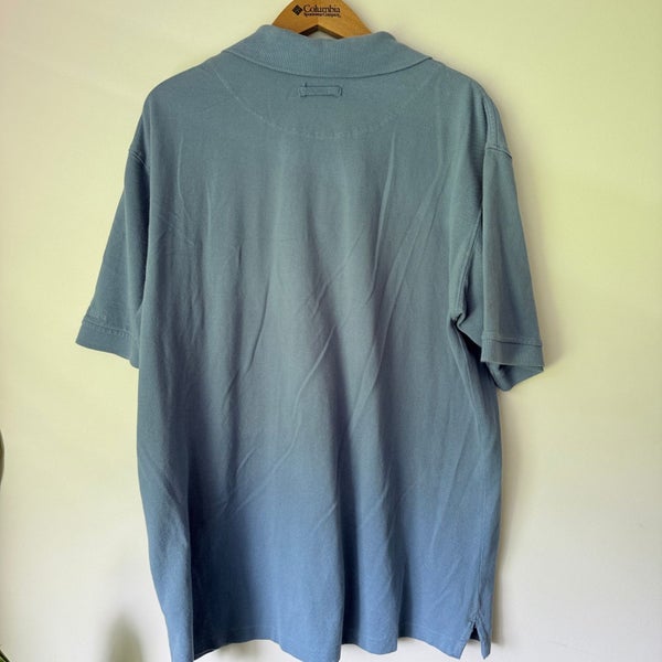 Columbia Size L Light Blue Textured Polo Shirt Carousel 4