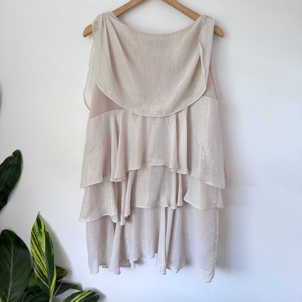 J J Park M/L Tiered Sleeveless Dress Tie-Shoulder Details Carousel 6