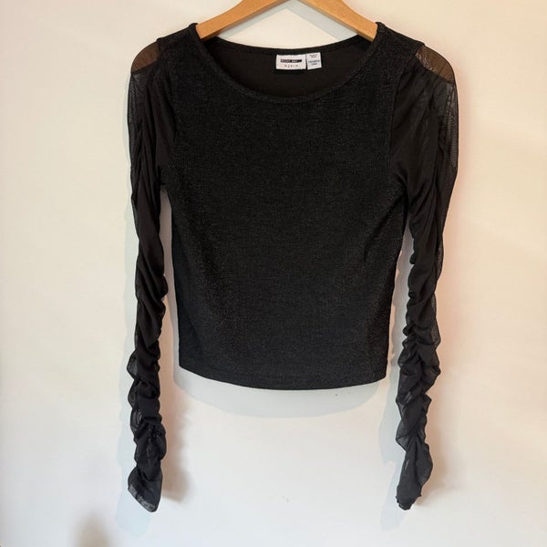 Noisy May Size S Black Long-Sleeve Cropped Blouse Carousel 1