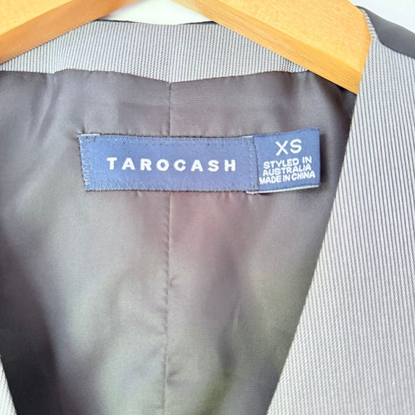 Tarocash Size XS Men's Grey Black Wavy Striped Suit Vest Carousel 2