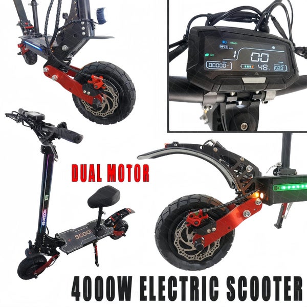 4000W Foldable Adult Off Road E-Bike Electric Scooter Dual Motor 80KM/H 60KM NEW Carousel 1