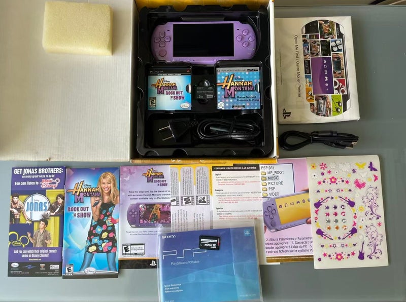 Rare! Boxed PSP3000 Hannah Montana Lavendar Purple Value Pack 6.60 PRO-C 64G MS Carousel 1