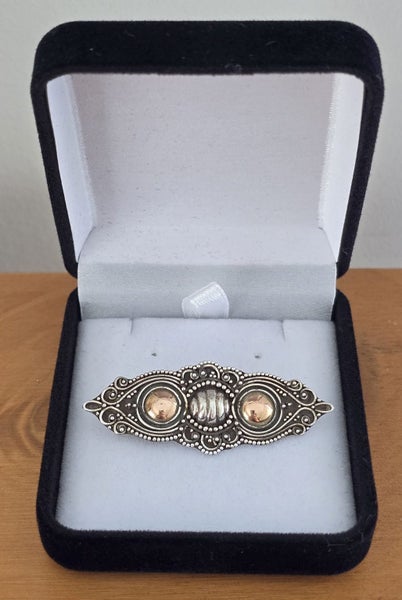 Art Nouveau sterling silver and rose gold brooch Carousel 1