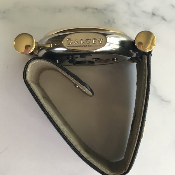 ** :: DALVEY SCOTTISH TRAVEL POCKET CLOCK :: GOLD PLATE TRIM :: $$72-50 ::64528985199490113