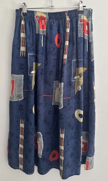 VINTAGE Blue Pattern Midi Skirt MADE IN NZ. Carousel 5