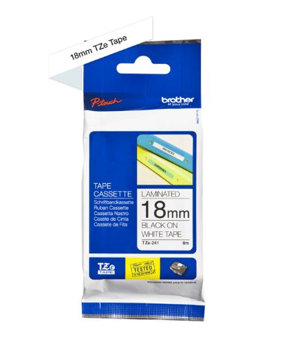 Brother TZe241 18mm TZ Tape Black on White Carousel 1