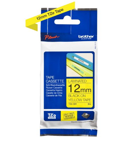 Brother TZe631 12mm TZ Tape Black on Yellow x 8 Metres Carousel 1
