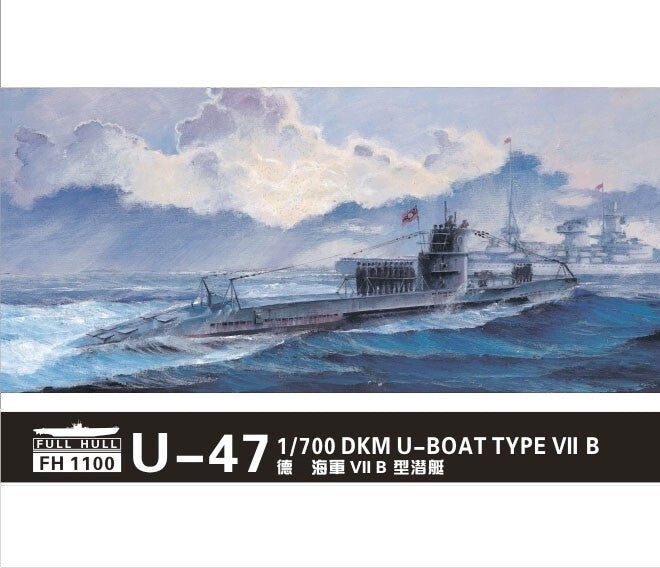 FlyHawk 1/700 Scale U-Boat Type VII B DKM U-47 2-Kit Set Plastic Model Kit FH...64532810702977110