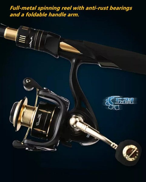 Medusa Telescopic Lure Fishing Rod Spin Combo, Portable Ultra-Light Carbon Rod Carousel 2