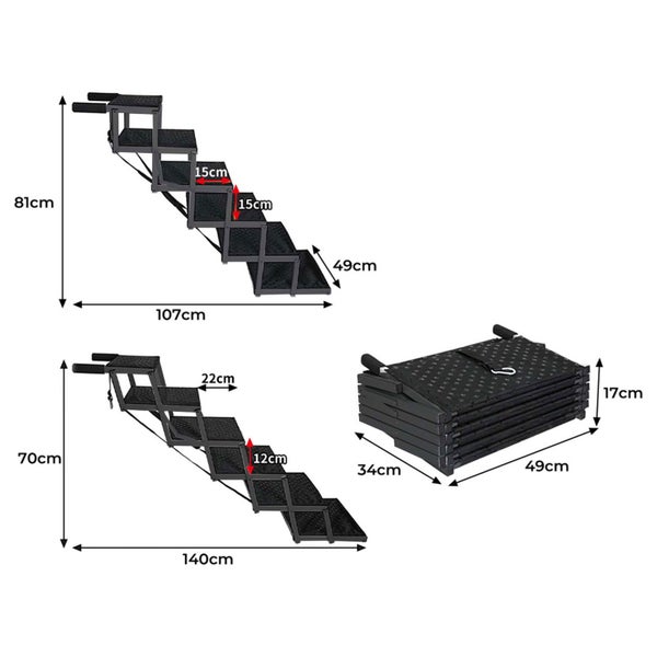 Pawz Dog Ramp Pet Stair Car SUV Travel Step Foldable Portable Lightweight Ladder Carousel 2