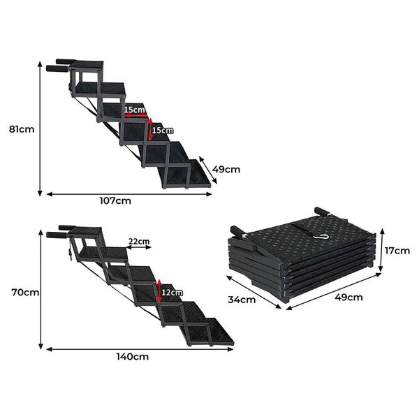Pawz Dog Ramp Pet Stair Car SUV Travel Step Foldable Portable Lightweight Ladder Carousel 10