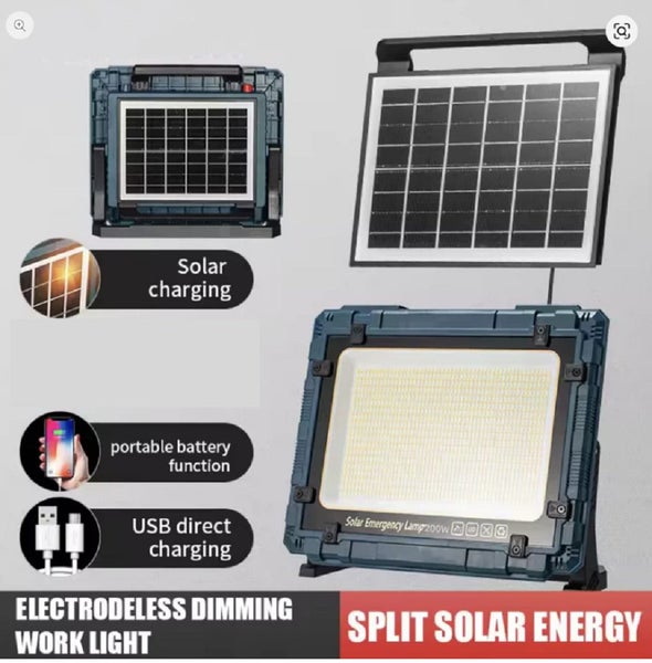 200W LED Solar Floodlight Rechargeable Portable Outdoor Work Light Carousel 1
