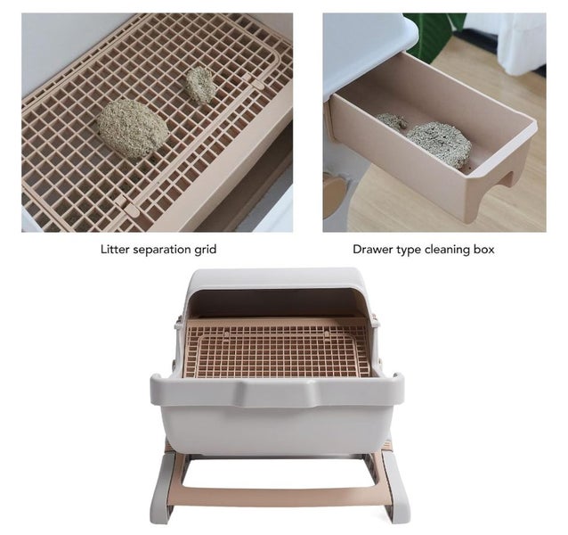 Semi-Automatic Cat Litter Box for Indoor Cats64546277307394113