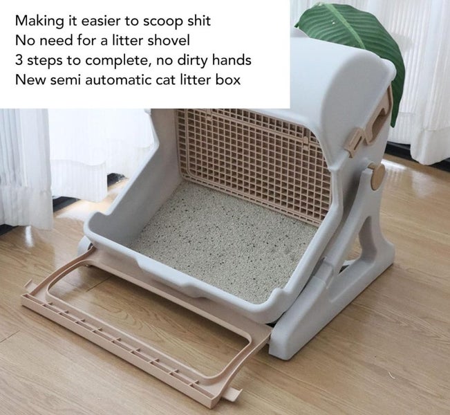 Semi-Automatic Cat Litter Box for Indoor Cats64546277307394112