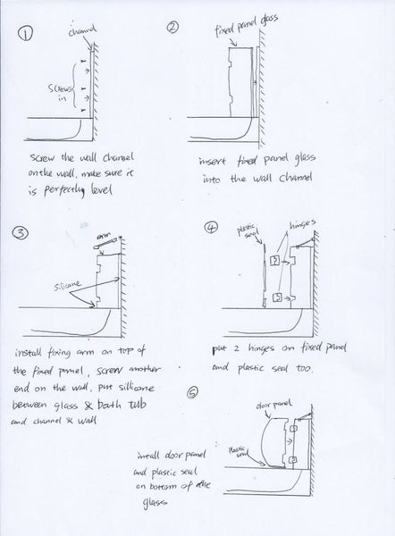Modern Swing Door Bath Screen Matte Black – 2-Panel Glass, 1100W x 1500H Carousel 2
