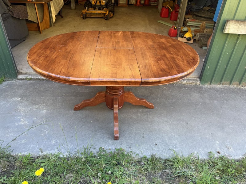 Rubberwood Pedestal Extension Dining Table Carousel 1