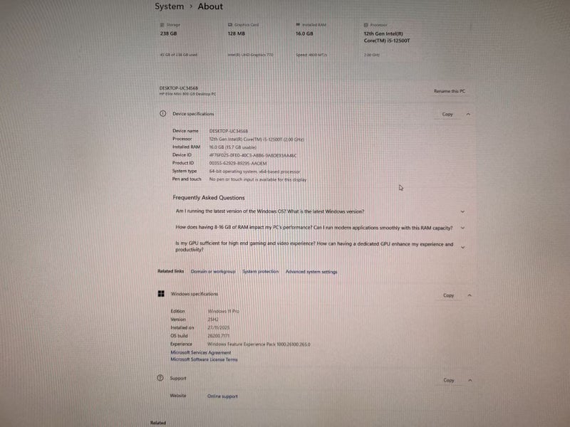 HP Elite Mini 800 G9 i5 12500T 16GB 256GB W11 Pro Carousel 4