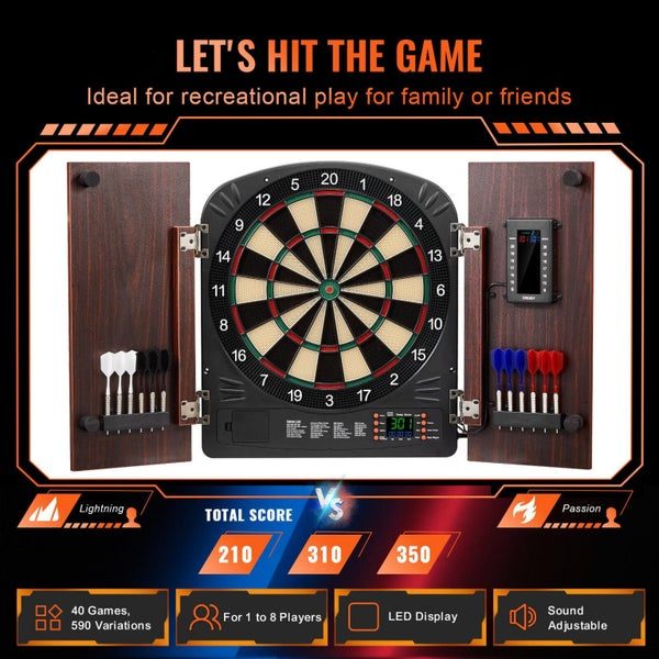 New Dartboard and Cabinet Set Complete with All Accessories Easy Assembly Carousel 2