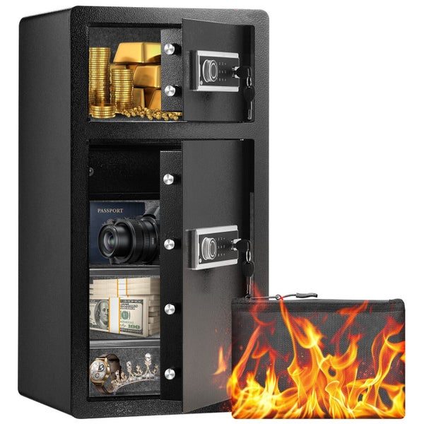 New Double Door 5.5 cu.ft Safe Box with Key Lock Password Cabinet Black Carousel 1