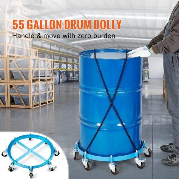 NEW 55 Gal Drum Dolly Heavy Duty Barrel Cart 2000lbs with Swivel Casters Steel Carousel 2