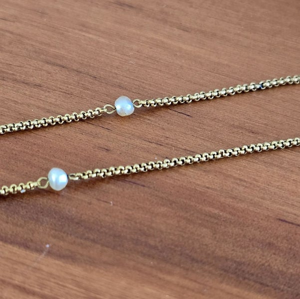 Imperial Russian 1880 14ct gold and natural pearl station necklace-42cm(17") Carousel 2